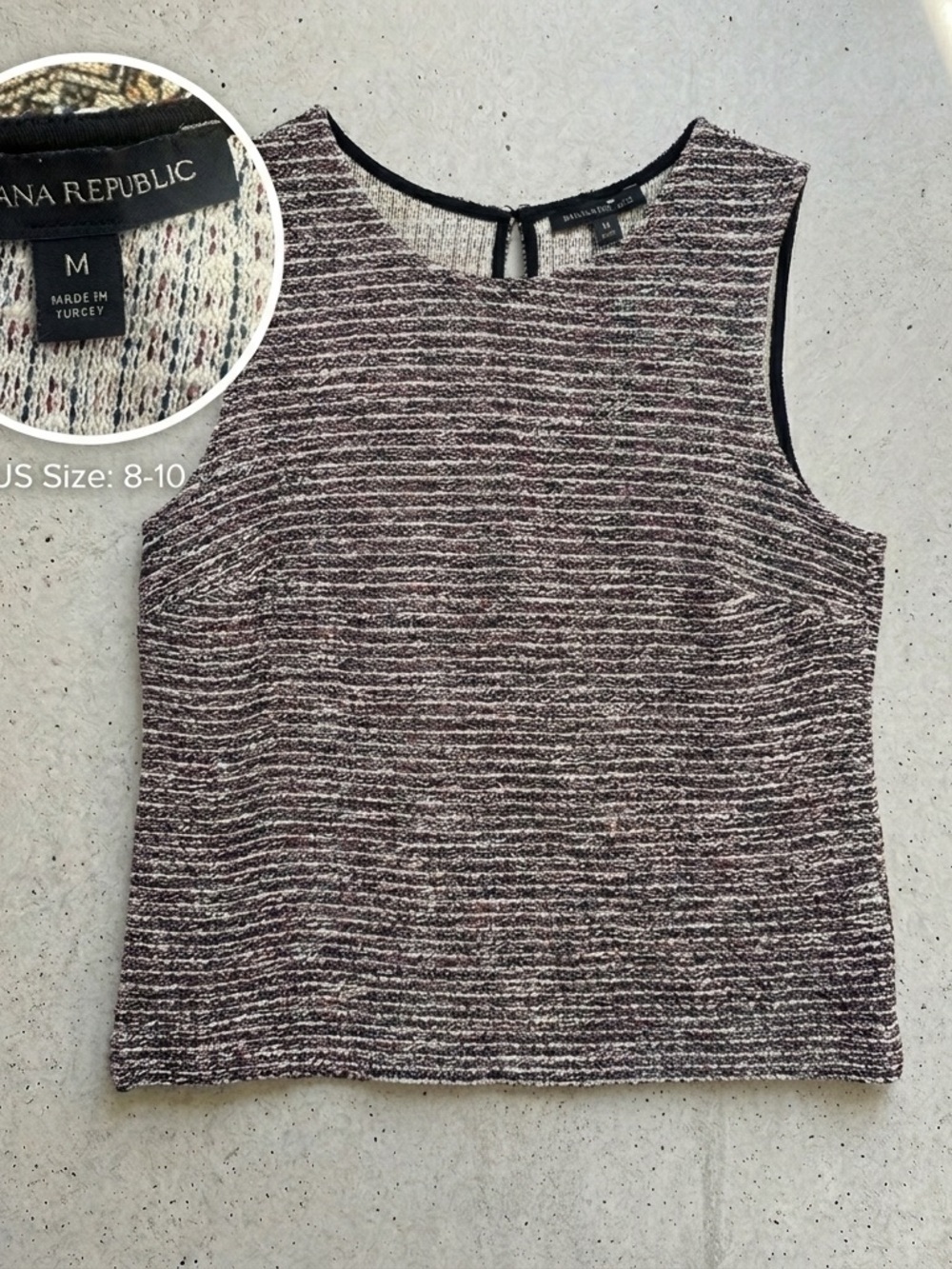Banana Republic Textured Sleeveless Knit Shell Top Women’s Medium Career Chic
